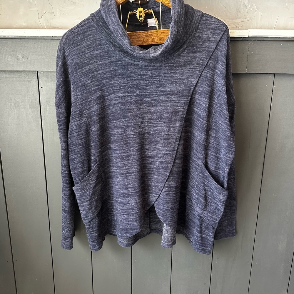 Coco +‎ Carmen Oversized Medium Heathered Blue Cowl Neck Tunic Top Sweater XXL
